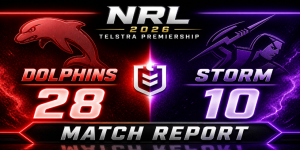 Roung 9 NRL 2026 Telstra Premiership Dolphins vs Storm